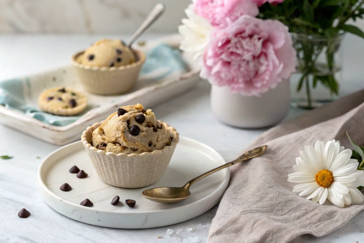 Edible chocolate chip cookie dough for one