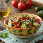 Cucumber tomato salad easy marinade in a bowl