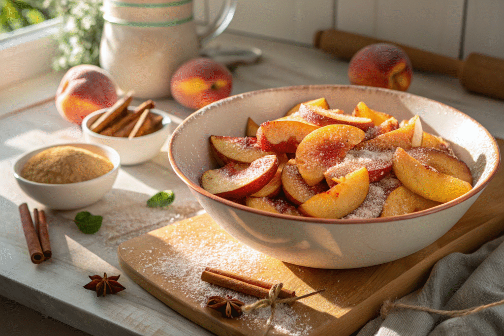Gluten-Free Peach Cobbler: The Ultimate 5-Step Recipe for a Golden, Juicy Summer Dessert 7 Sliced peaches for gluten-free cobbler