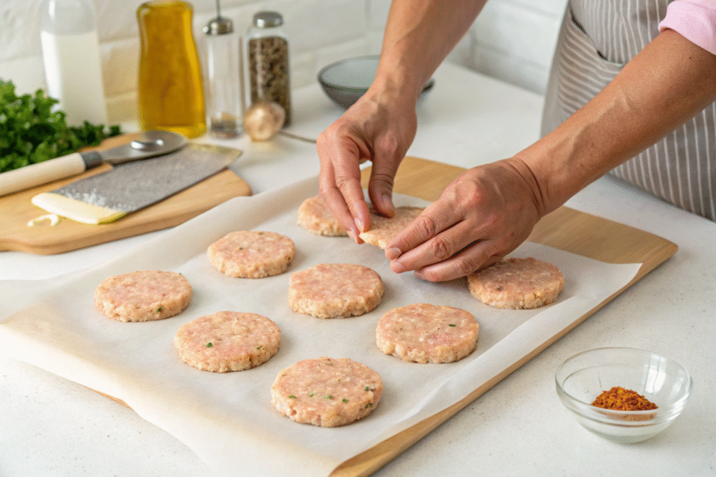 Grilled Ground Chicken Burgers: The Ultimate Guide to Juicy, Healthy, Family-Friendly Perfection 7 Shaping ground chicken burger patties