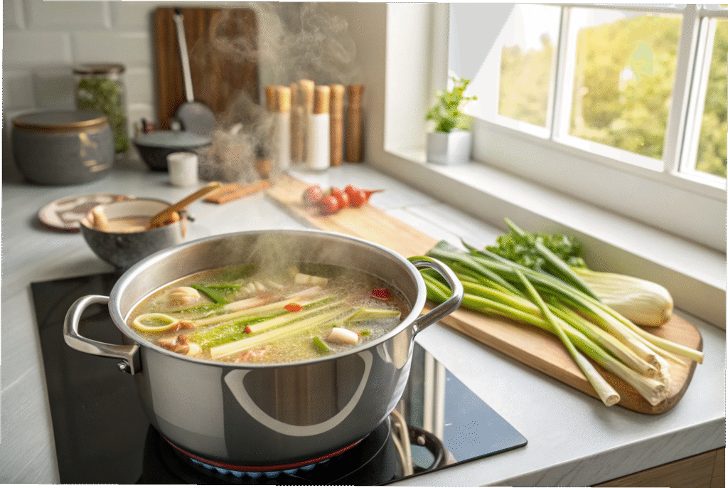 Easy Thai Coconut Soup: A Simple, Authentic, and Comforting Thai Classic 7 Simmering aromatics for Thai coconut soup