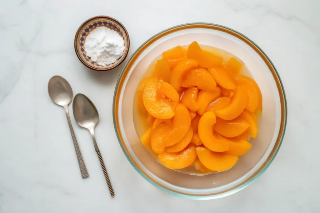 Gluten-Free Peach Cobbler: The Ultimate Summer Dessert for Comfort and Joy 9 Gluten-free cobbler topping being spread over peaches in a baking dish