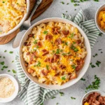 Mixing loaded beef ranch potato salad