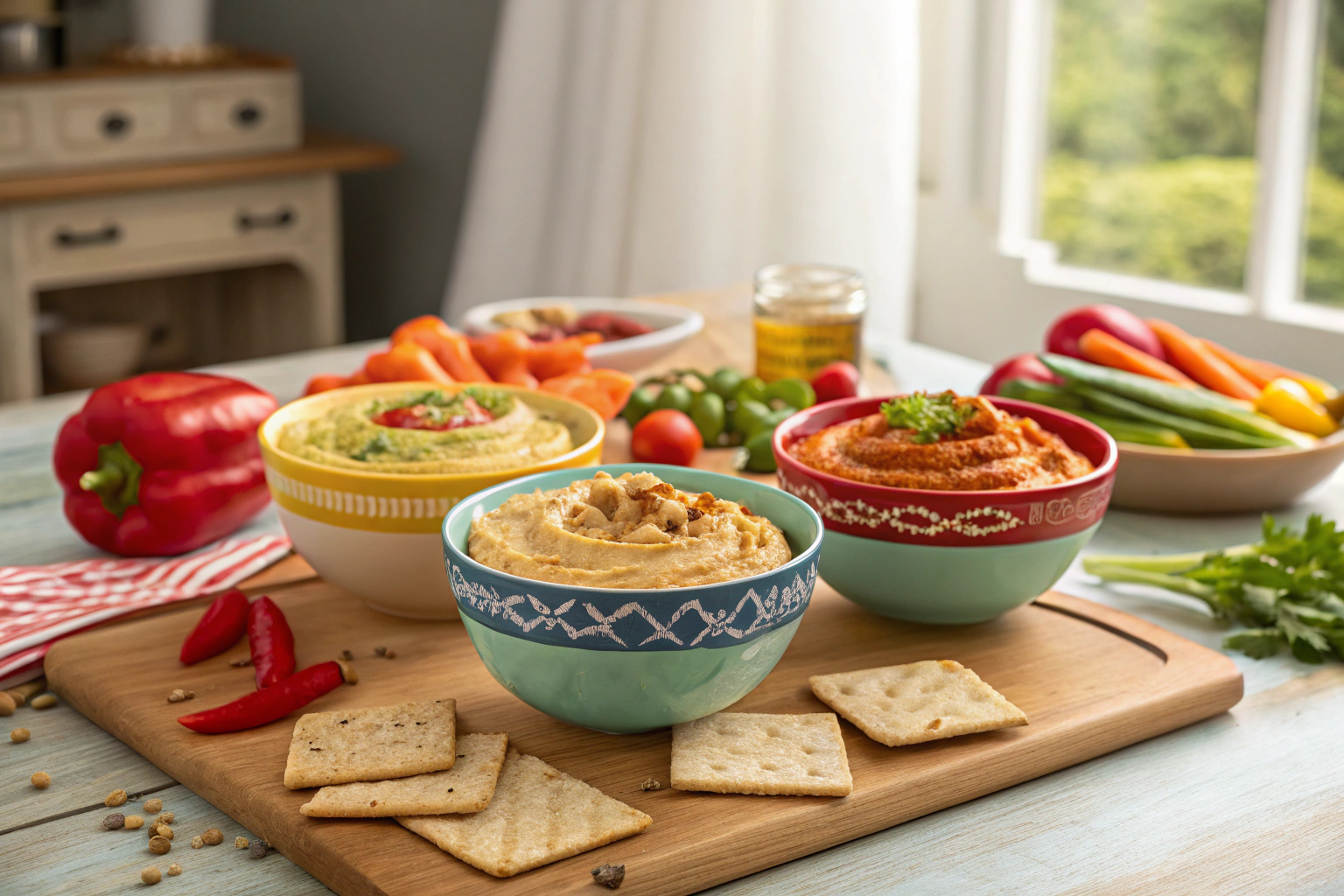 gluten-free hummus trio in cozy NYC family kitchen