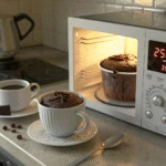Mug cake in microwave with timer