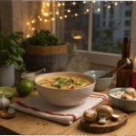 Easy Thai Coconut Soup in a cozy NYC kitchen