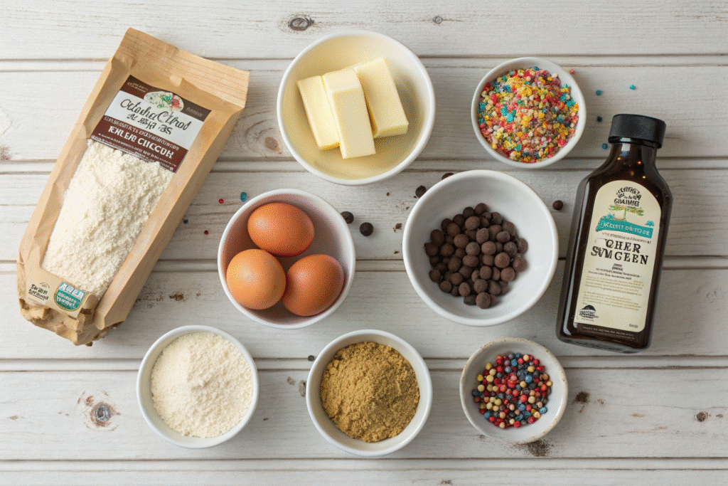 Easy Gluten-Free Ice Cream Sandwiches: Best Simple Recipe for Families 7 flat lay of gluten free baking ingredients for co 1