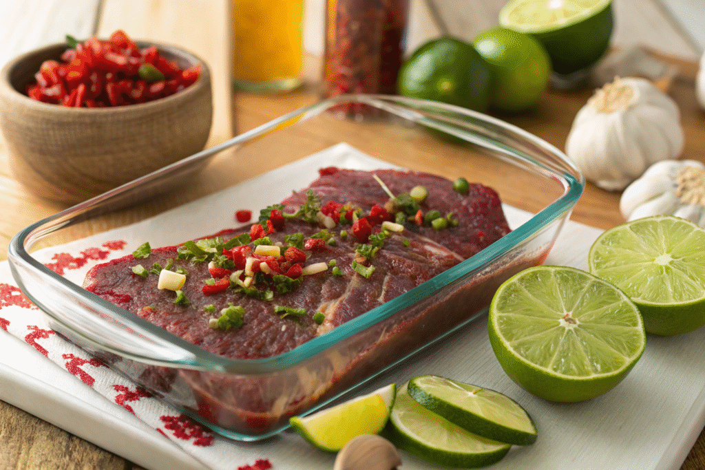 Chili Lime Flat Iron Steak: The Ultimate Weeknight Dinner 7 Flat iron steak marinating in chili lime mixturec