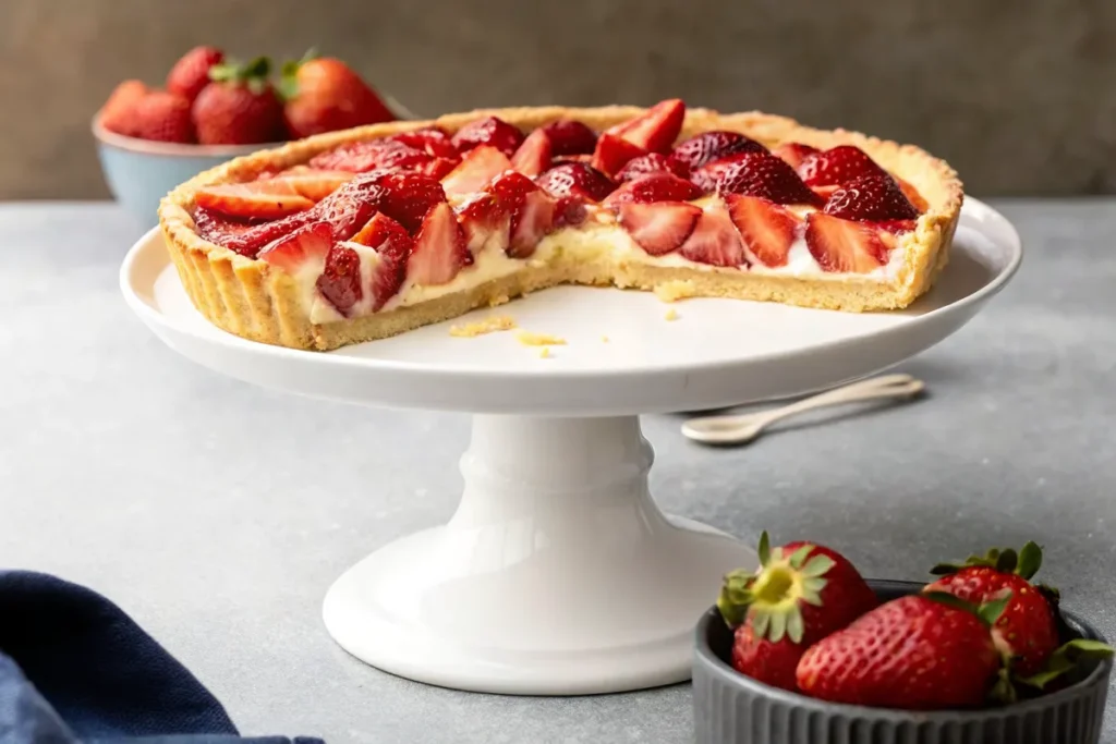 French Strawberry Tart – Easy Classic Summer Dessert 7 French strawberry tart with golden crust and glossy strawberries