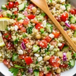 Gluten-Free Greek Quinoa Salad: Fresh, Healthy Mediterranean Flavor 7 Gluten-free Greek quinoa salad in rustic bowl