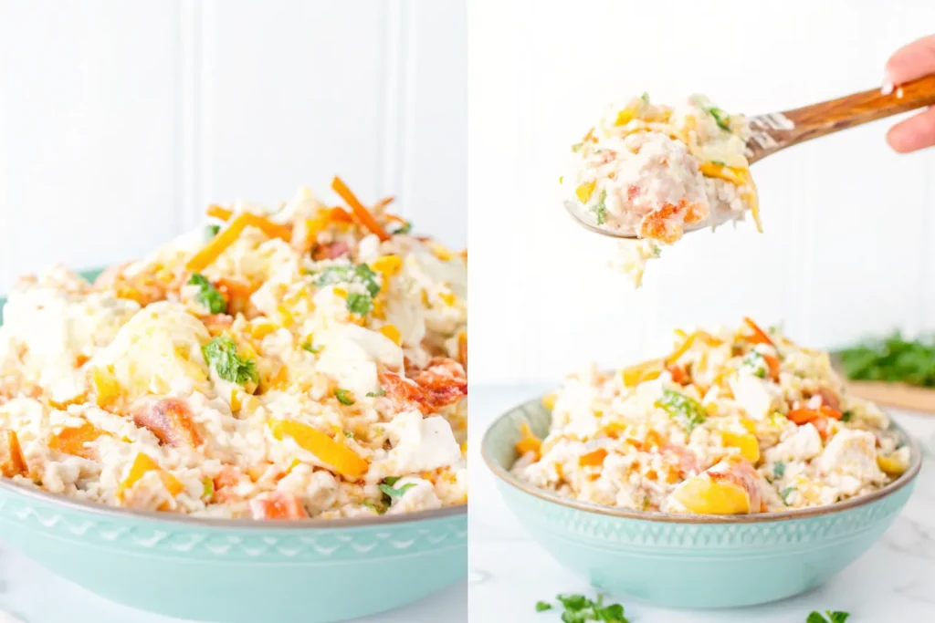 Loaded Beef Ranch Potato Salad: Irresistible Family Recipe with Crunch 5 Mixing loaded beef ranch potato salad
