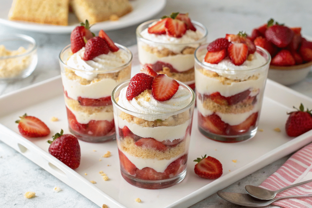 Gluten-Free Strawberry Shortcake Trifle: Easy, Festive, and Irresistible Dessert 6 Gluten-free strawberry shortcake trifle served in glasses