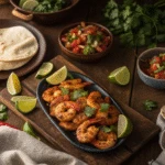 chipotle spiced shrimp on a family dinner table