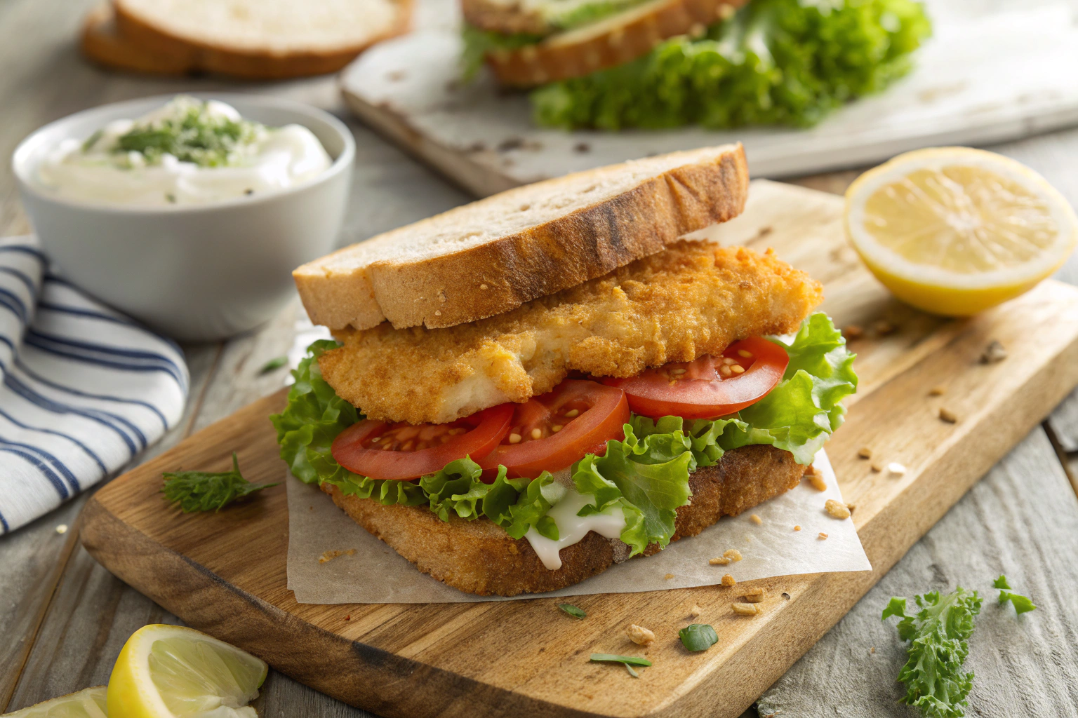 Gluten-Free Fish Sandwich with crispy fillet