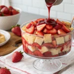 Layering strawberries for gluten-free trifle