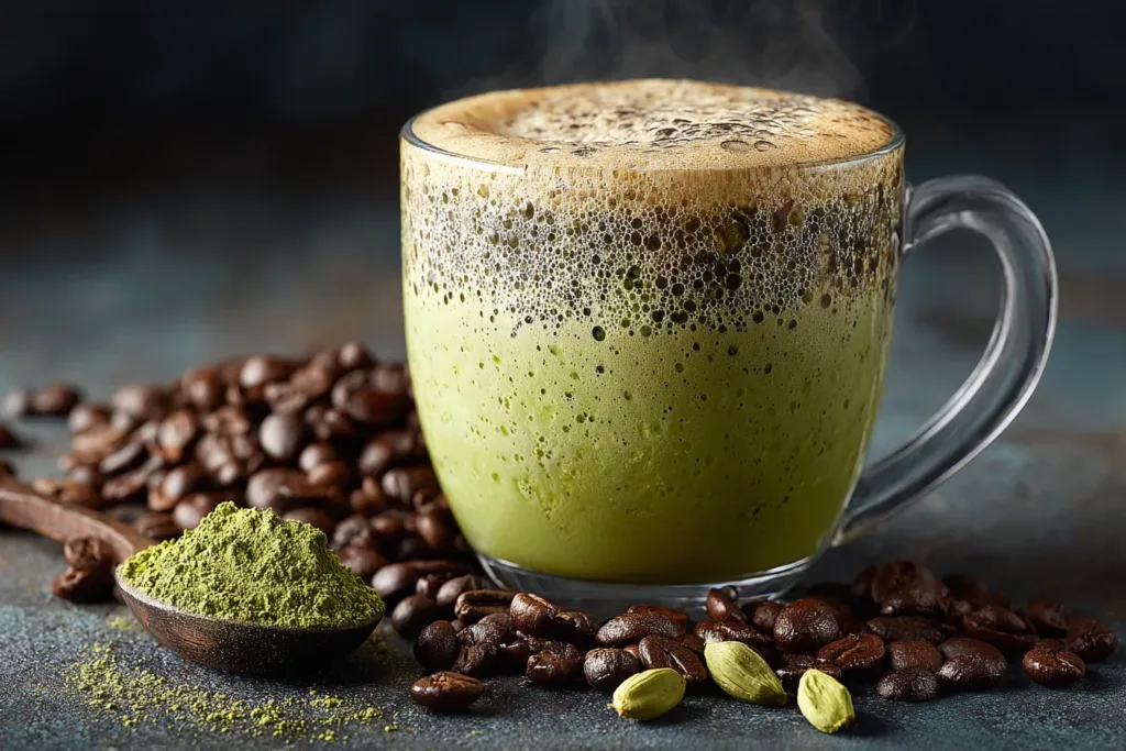 steaming cup of green coffee keto drink