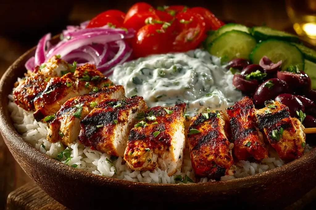 Greek Chicken Souvlaki Bowls: Fresh, Flavorful, and Easy to Make 7 Marinating chicken for souvlaki bowls