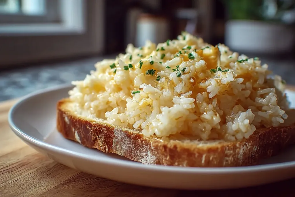 Indulgent buttery dish served on a rustic wooden table