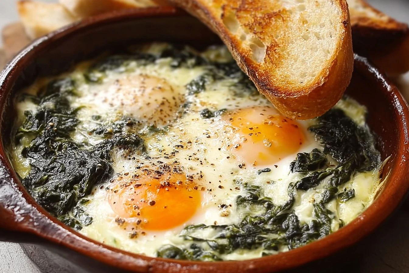 Baked Eggs Florentine How to Make in 5 Easy Steps 2 Baked Eggs Florentine Make Steps