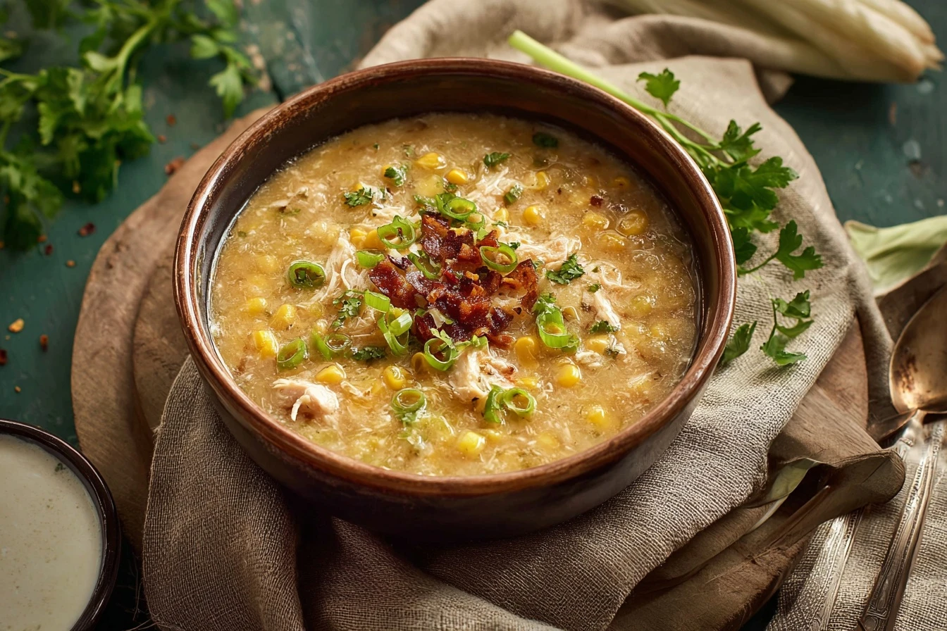 Creamy Chicken and Corn Soup 2 Creamy Chicken Corn Soup Recipe Best Creamy Chicken Corn Soup Homemade Creamy Chicken And Corn Soup Low Fat Creamy Chicken...