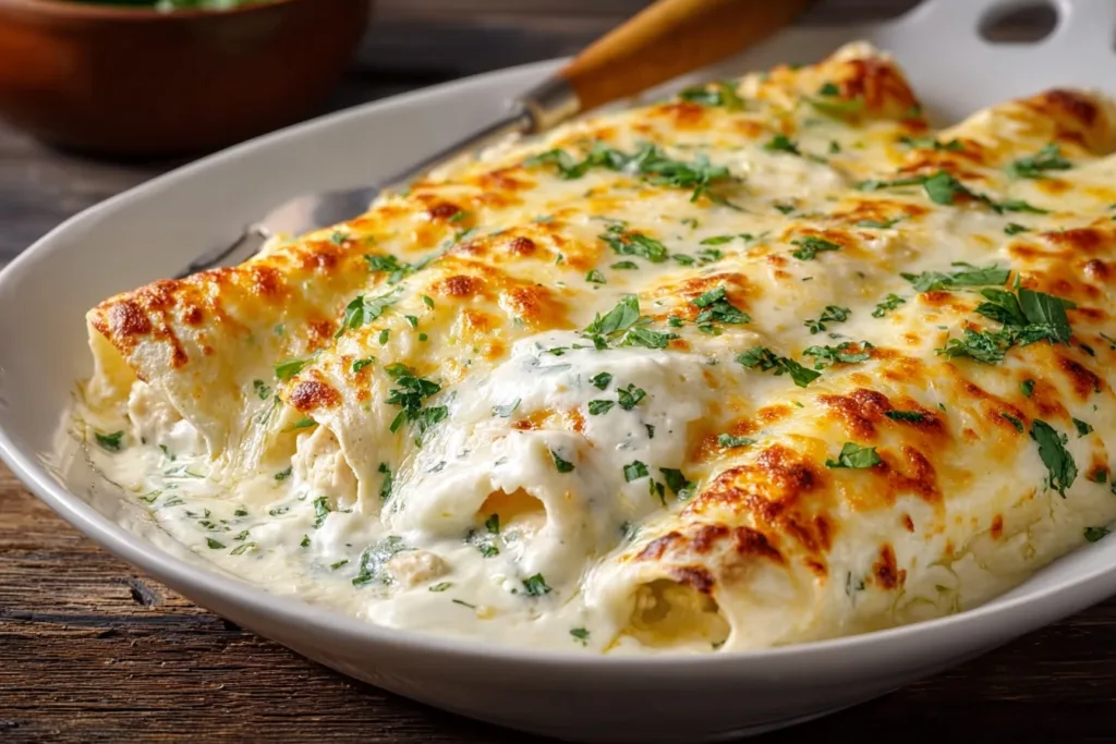 White Chicken Enchiladas 30minute Creamy Dinner Recipe