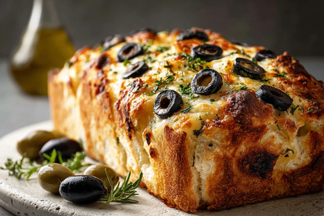 Gooey Olive Cheese Bread Cheesy Irresistibly Delicious
