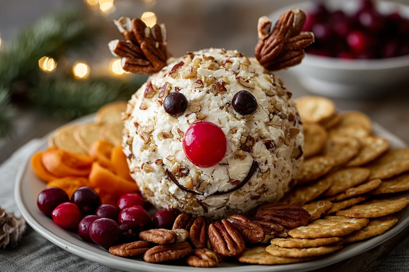 Reindeer Cheese Ball Creamy Festive Ohsodelicious
