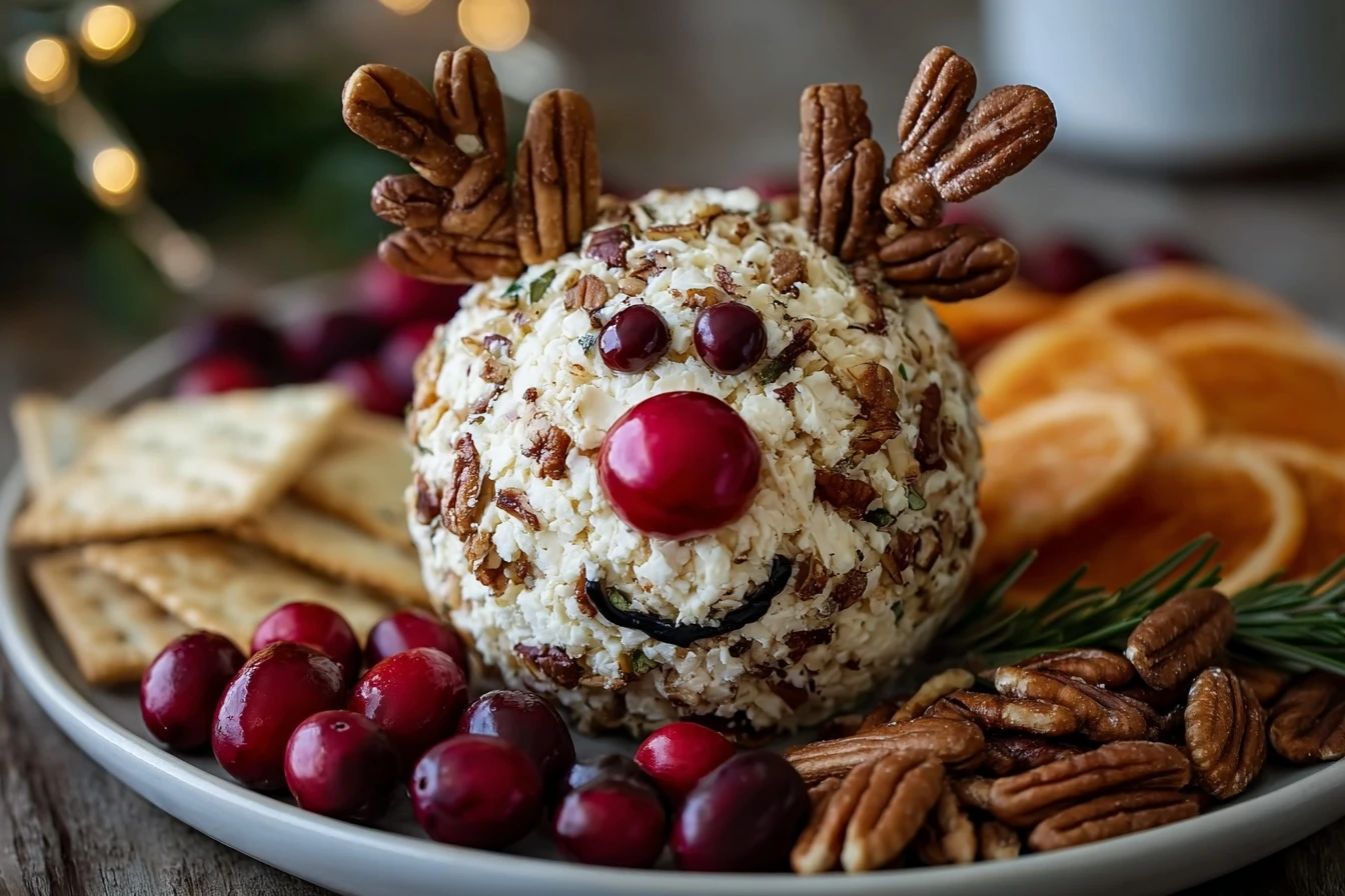 Reindeer Cheese Ball Creamy Festive Ohsodelicious