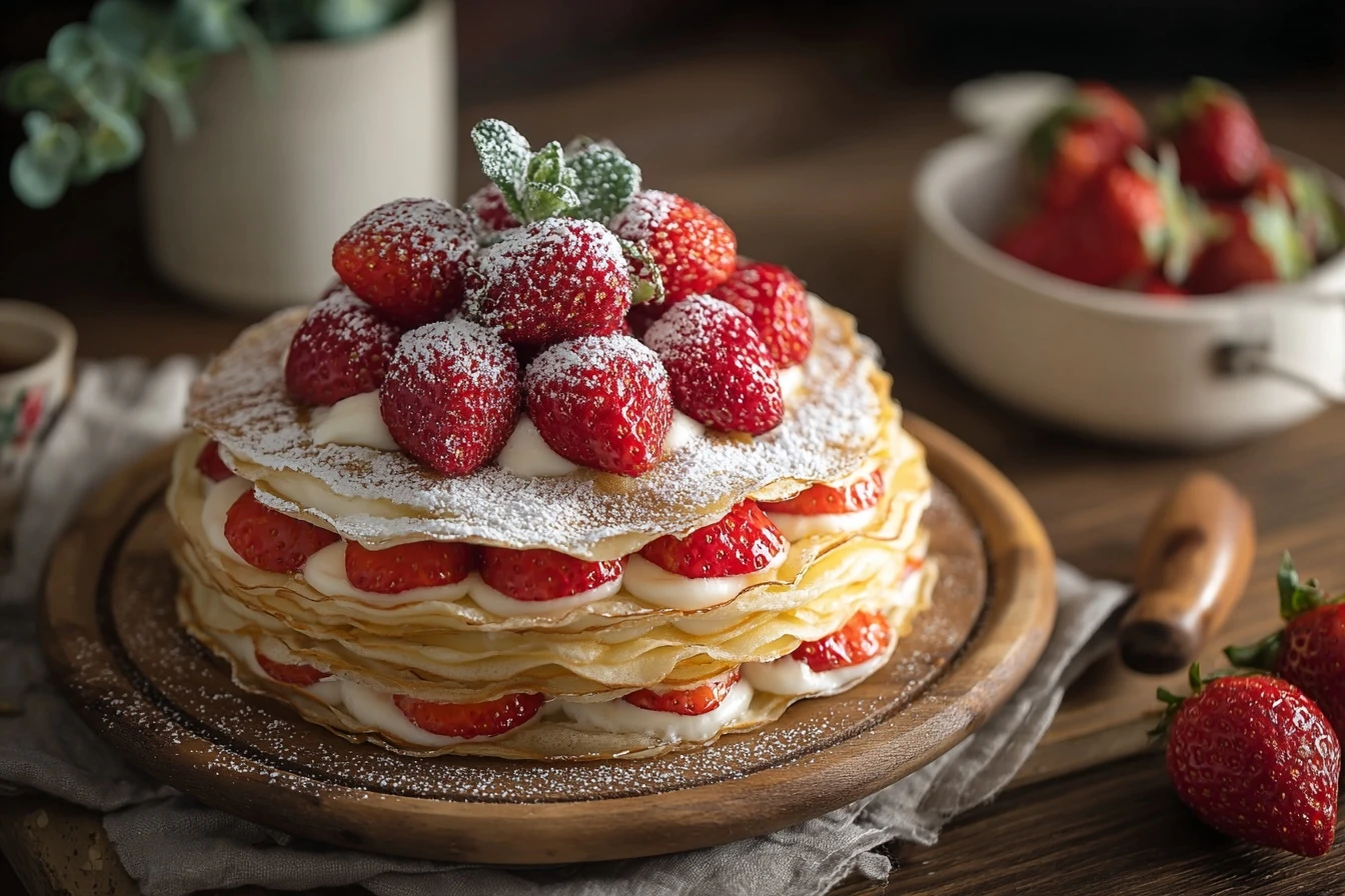 Strawberry Crepe Cake 3 Strawberry Crepe Cake