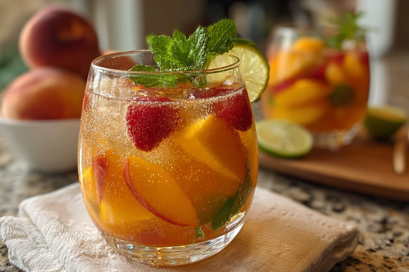 ginger peach bourbon punch with lime end