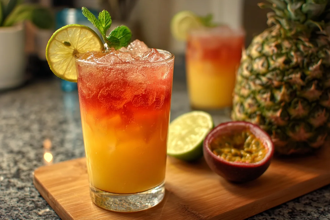 pineapple passionfruit tequila sunrise punch middle