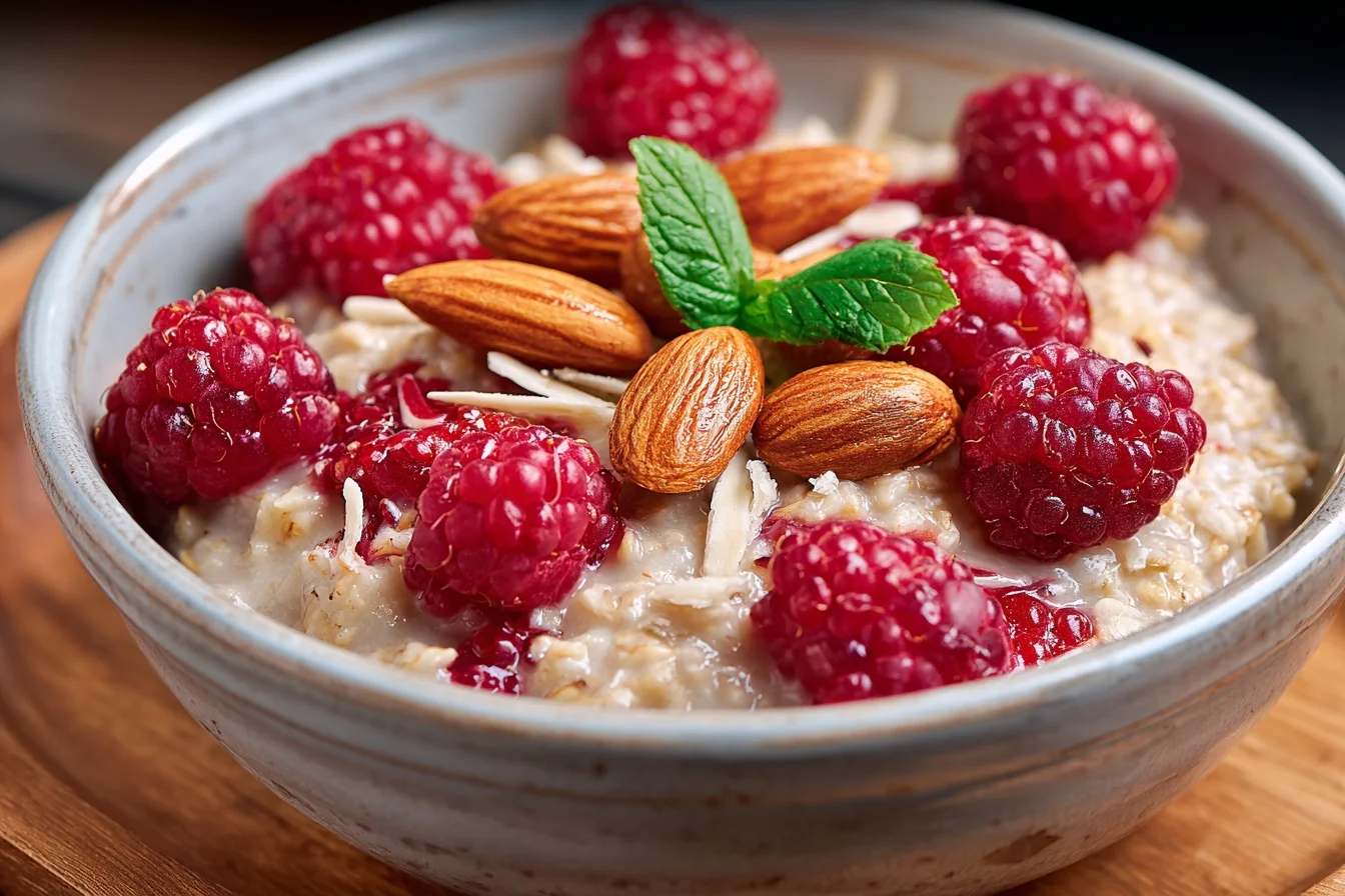 Raspberry Almond Oatmeal 4 raspberry almond oatmeal end