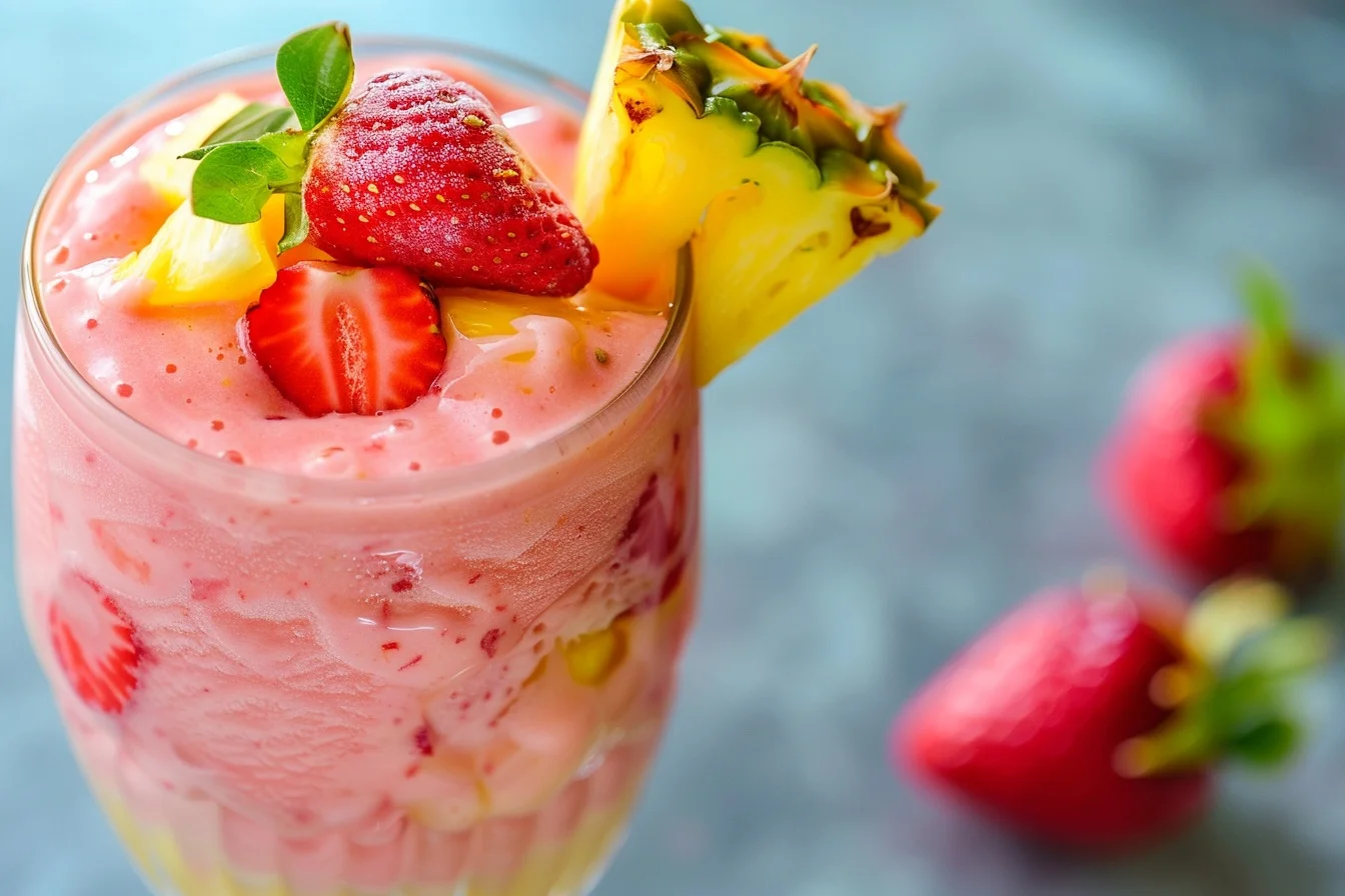 Strawberry Piña Colada Smoothie 2 strawberry pi a colada smoothie top