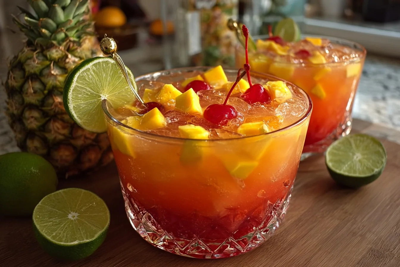 tropical sunset mango rum punch bowl middle