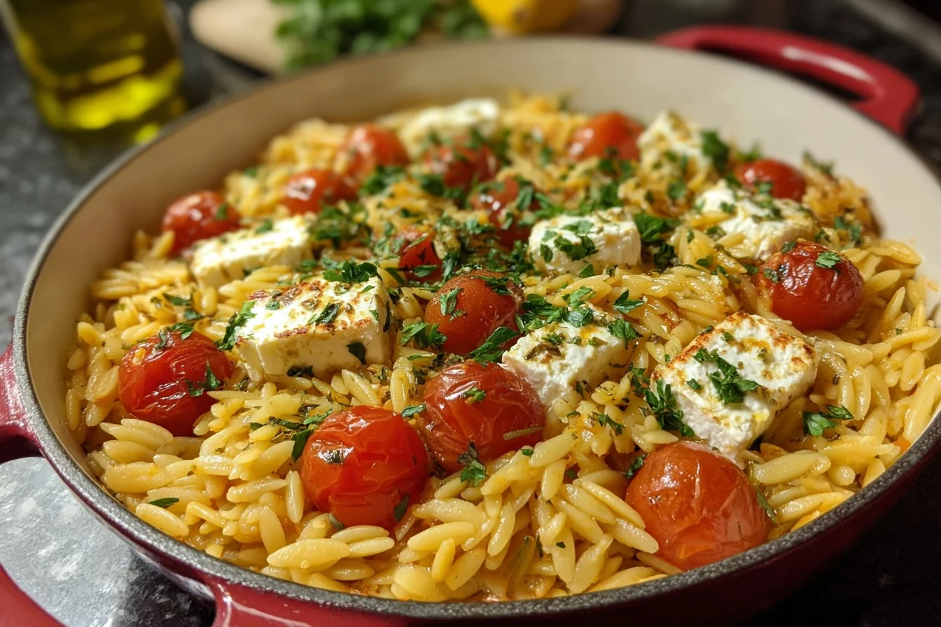 baked feta orzo 3 simple ingredients end