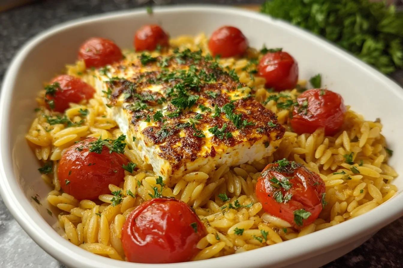 baked feta orzo 3 simple ingredients middle