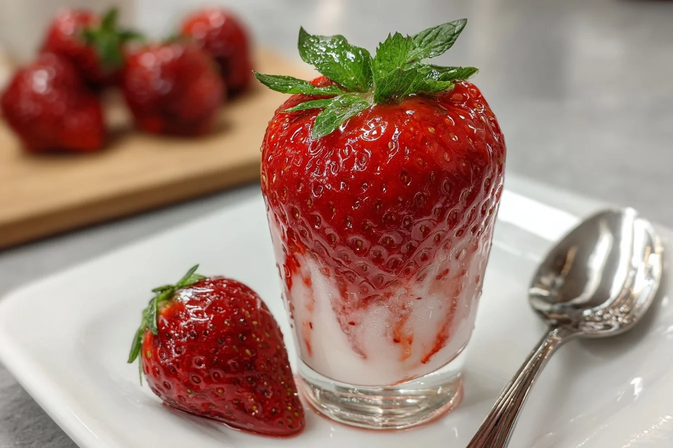 cafe style korean strawberry milk middle