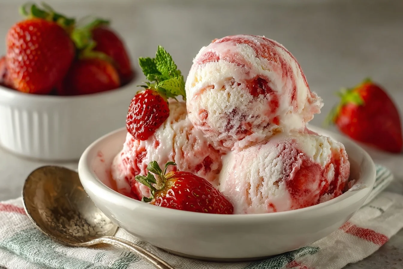 homemade strawberry ice cream middle