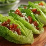 A vibrant platter of lettuce wedge bites topped with various colorful toppings like cherry tomatoes, bacon bits, and blue cheese dressing.
