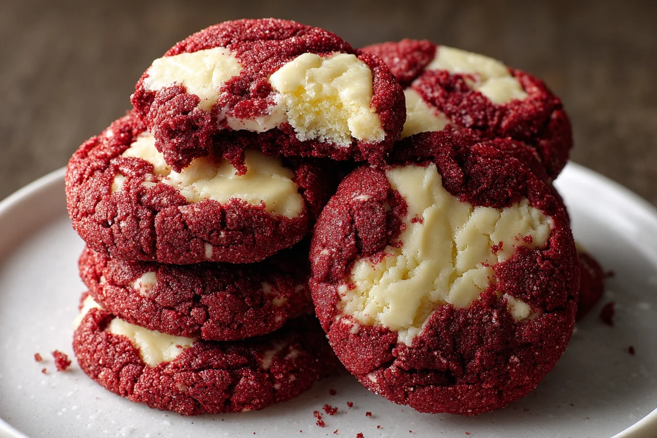 Red Velvet Cheesecake Cookies 3 red velvet cheesecake cookies middle