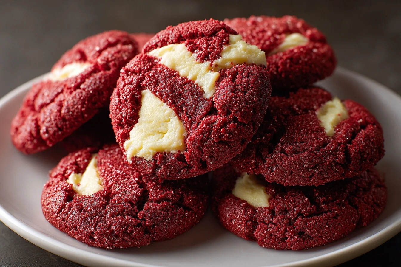 Red Velvet Cheesecake Cookies 2 red velvet cheesecake cookies top