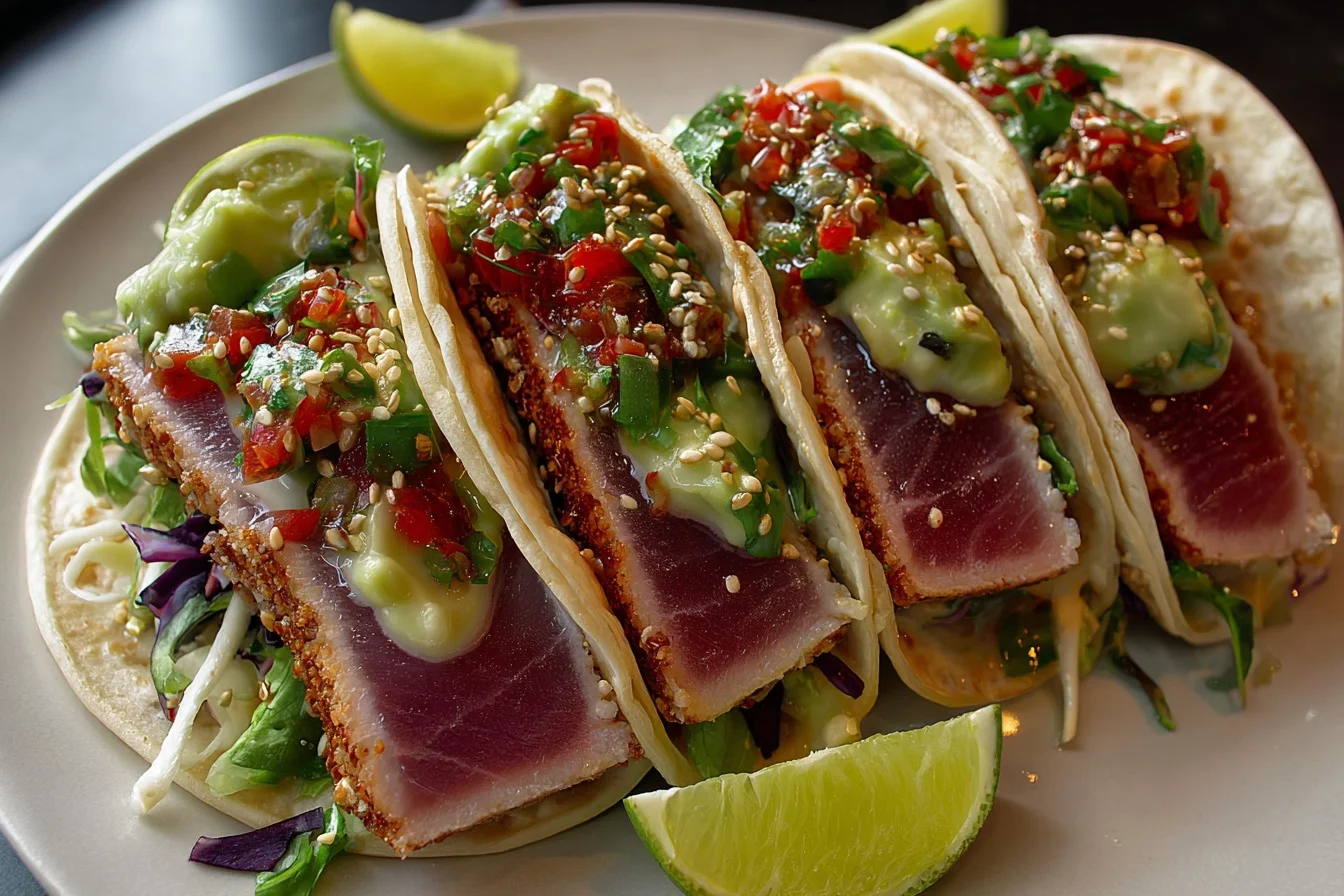 seared ahi tuna tacos middle