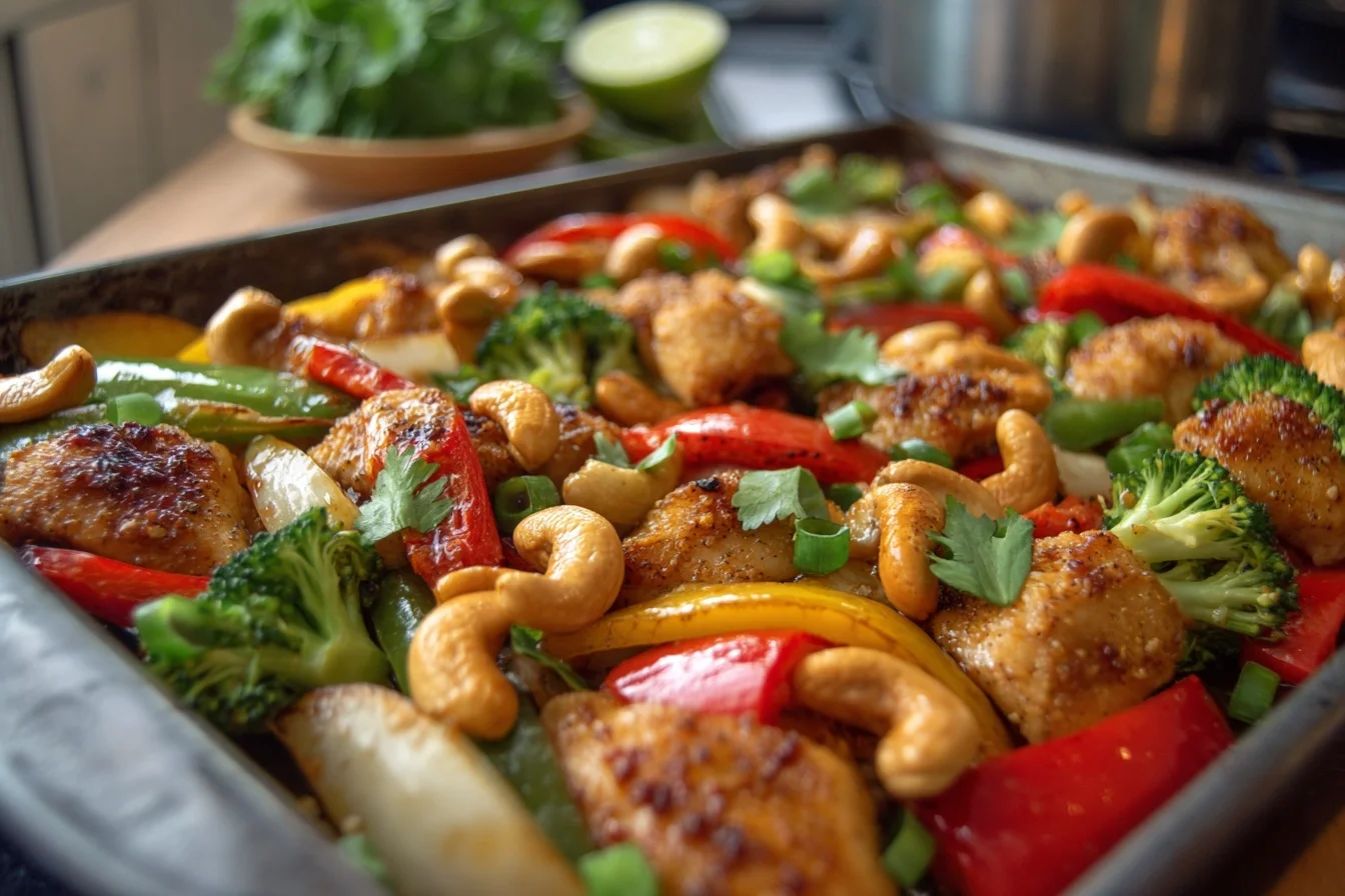 sheet pan cashew chicken 7 simple steps middle