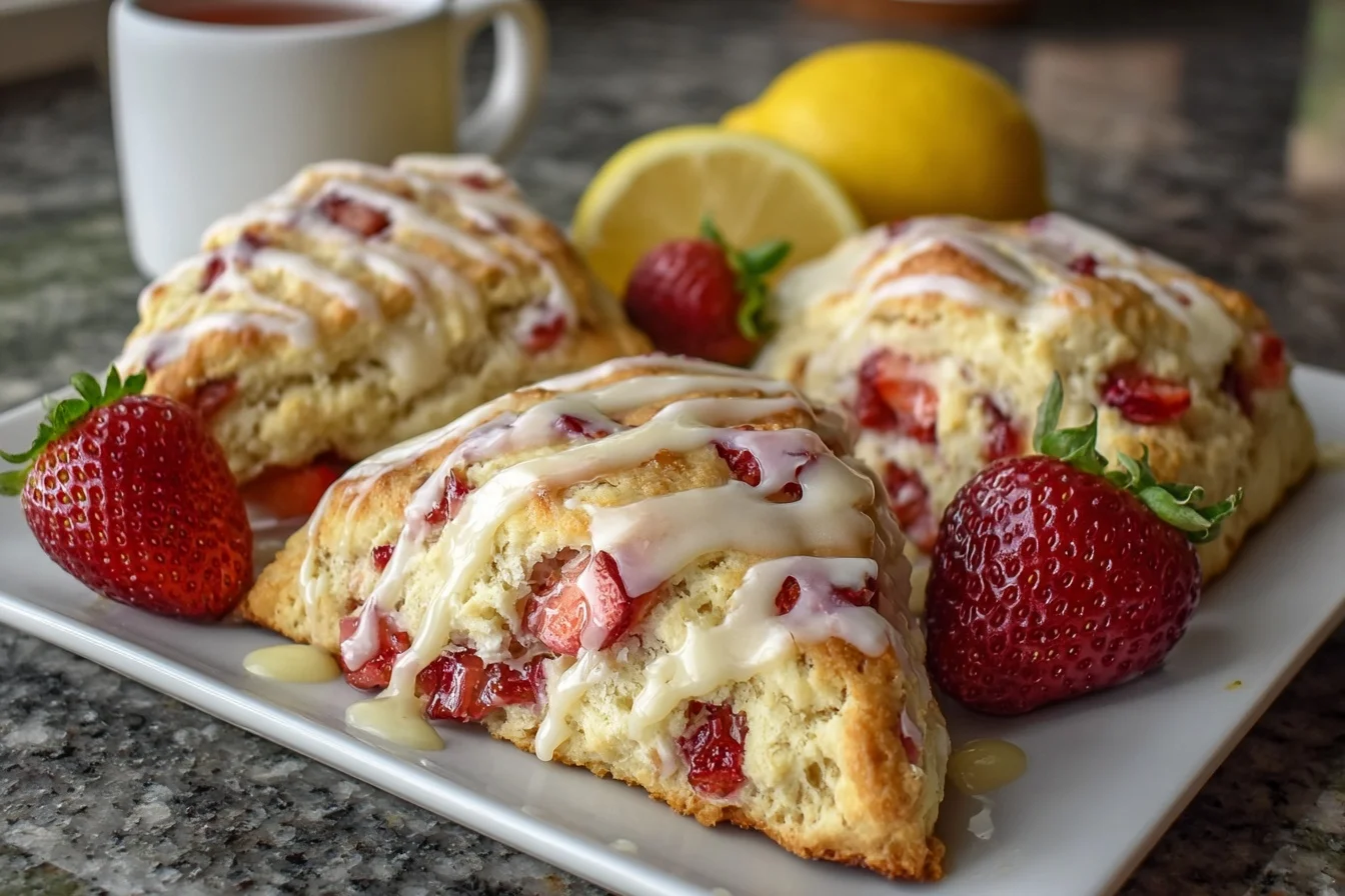 strawberry scones recipe with lemon glaze middle