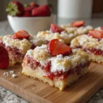 Delicious strawberry shortcake bars topped with fresh strawberries and whipped cream