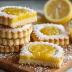 A plate of vegan lemon curd shortbread cookies garnished with lemon zest and mint leaves