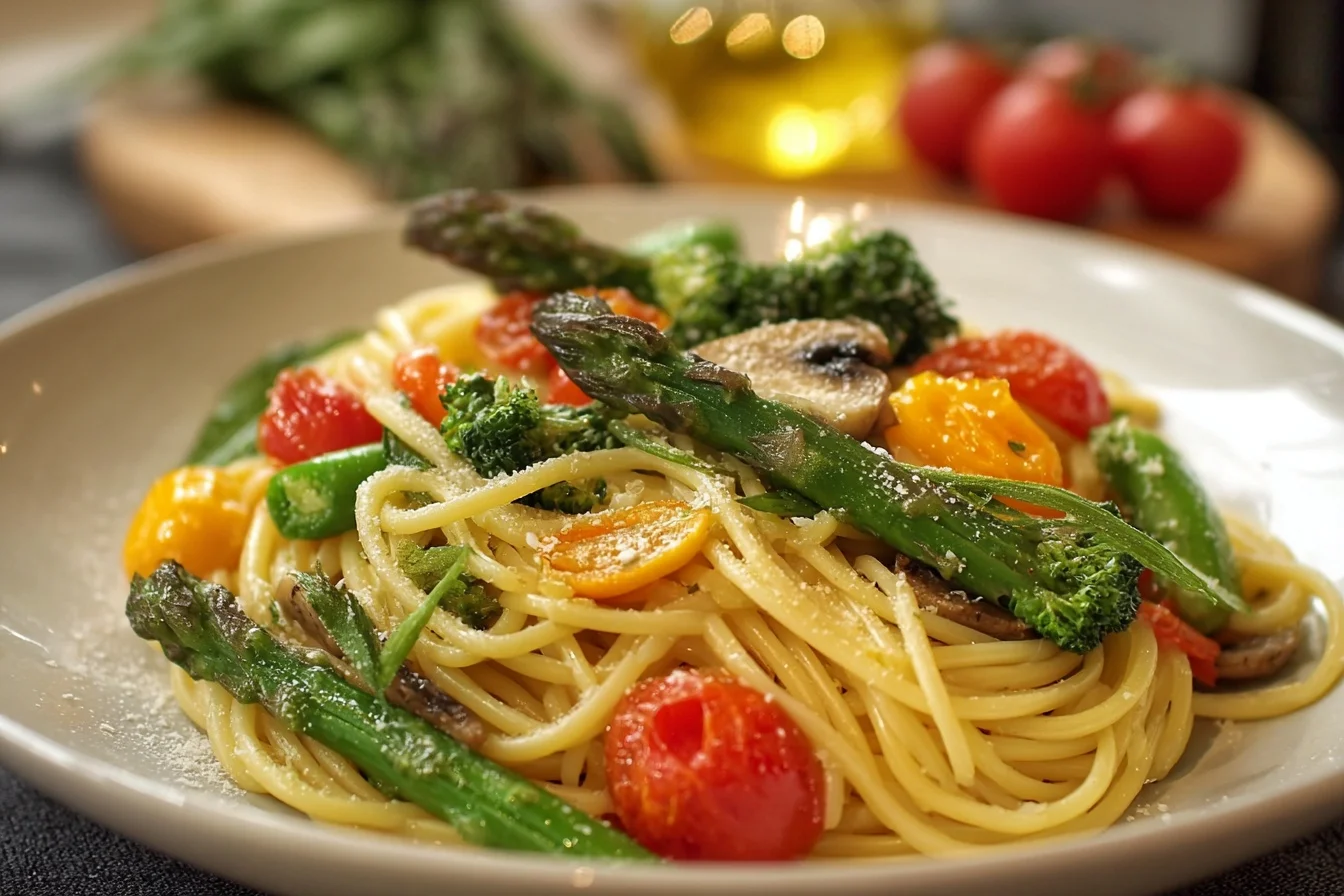 vegetarian pasta primavera 5 fresh ingredients middle