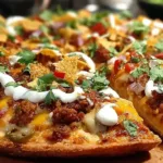 A delicious spicy sausage and pepper pizza topped with melted cheese and fresh basil